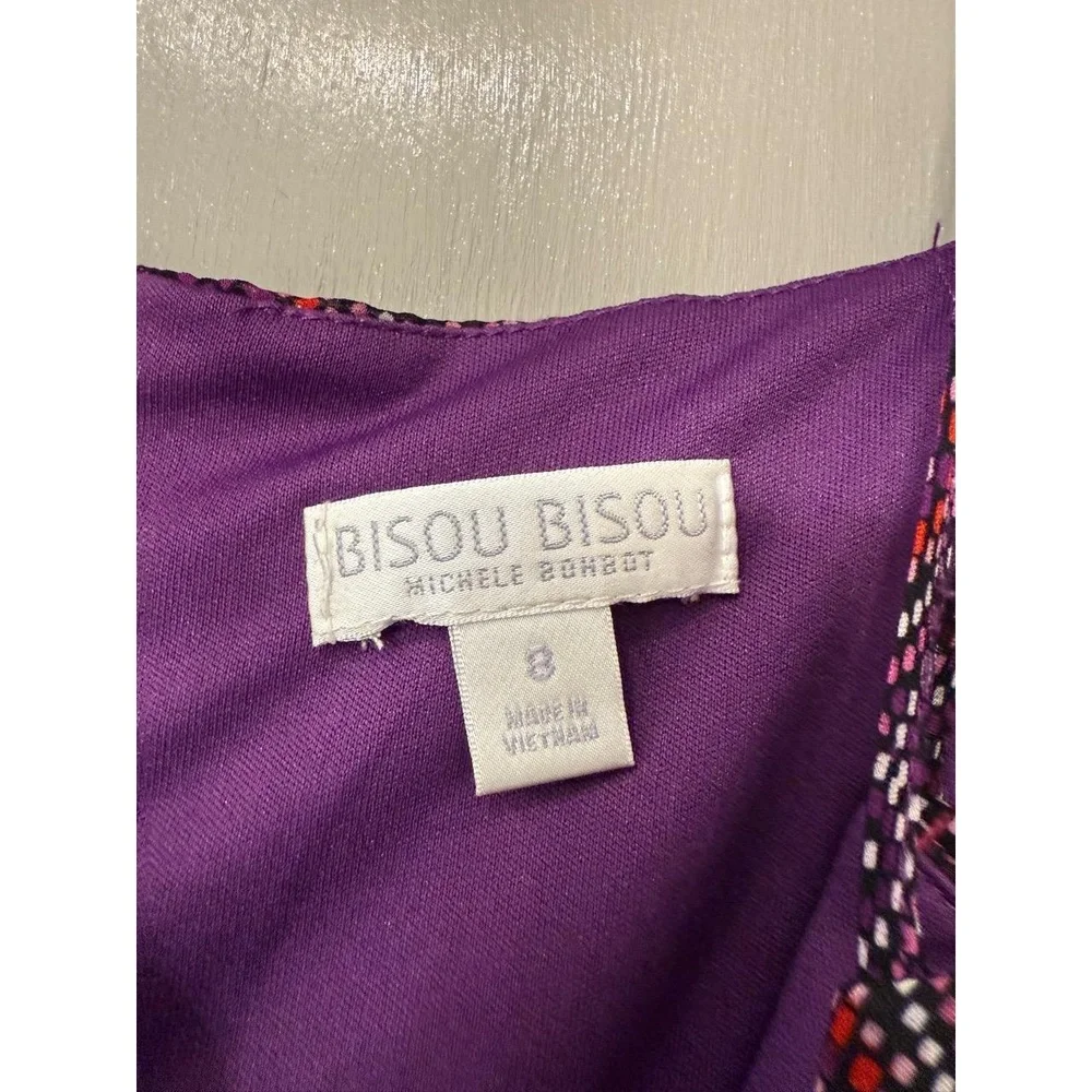 Bisou Bisou‎ Womens Size 8 Geometric Print Maxi Dress V-Neck Boho Flowy - Picture 2 of 8